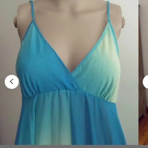 -  Vintage la vie en rose slip dress teal blueish green size medium - Picture 3 of 9